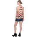 Chevron Pattern Gifts Halter Asymmetric Satin Top View2