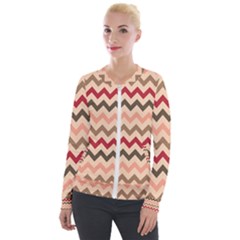 Chevron Pattern Gifts Velvet Zip Up Jacket