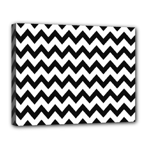 Black And White Chevron Canvas 14  X 11  (stretched) by GardenOfOphir