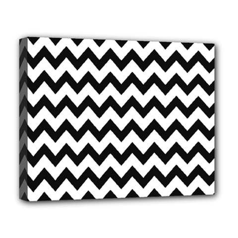 Black And White Chevron Deluxe Canvas 20  X 16  (stretched) by GardenOfOphir