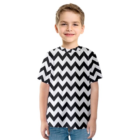 Black And White Chevron Kids  Sport Mesh Tee by GardenOfOphir