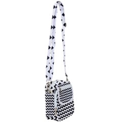 Black And White Chevron Shoulder Strap Belt Bag by GardenOfOphir