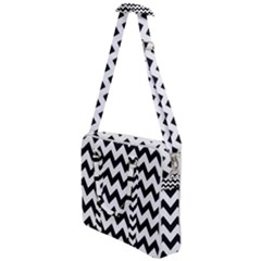 Black And White Chevron Cross Body Office Bag by GardenOfOphir