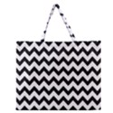 Black And White Chevron Zipper Large Tote Bag View1