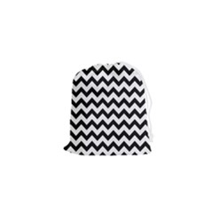 Black And White Chevron Drawstring Pouch (xs) by GardenOfOphir