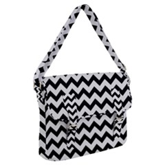 Black And White Chevron Buckle Messenger Bag by GardenOfOphir