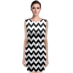 Black And White Chevron Classic Sleeveless Midi Dress by GardenOfOphir