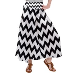 Black And White Chevron Women s Satin Palazzo Pants by GardenOfOphir