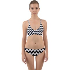 Black And White Chevron Wrap Around Bikini Set by GardenOfOphir