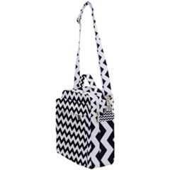 Black And White Chevron Crossbody Day Bag by GardenOfOphir