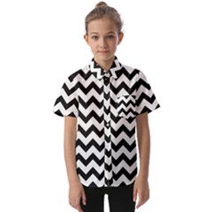 Black And White Chevron Kids  Short Sleeve Shirt by GardenOfOphir