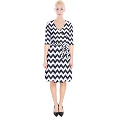 Black And White Chevron Wrap Up Cocktail Dress by GardenOfOphir