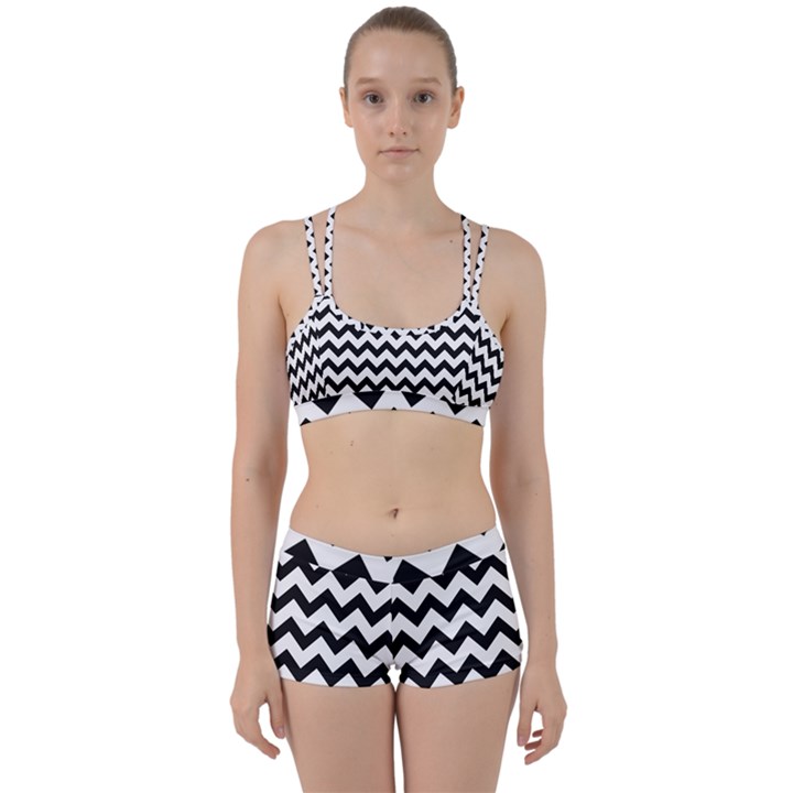 Black And White Chevron Perfect Fit Gym Set