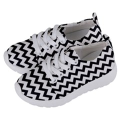 Black And White Chevron Kids  Lightweight Sports Shoes by GardenOfOphir