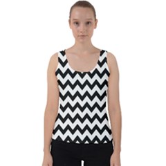 Black And White Chevron Velvet Tank Top by GardenOfOphir