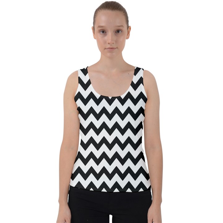 Black And White Chevron Velvet Tank Top