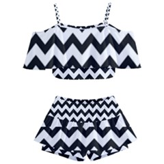 Black And White Chevron Kids  Off Shoulder Skirt Bikini by GardenOfOphir