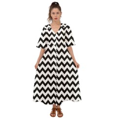 Black And White Chevron Kimono Sleeve Boho Dress by GardenOfOphir