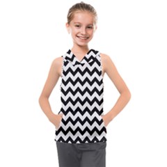 Black And White Chevron Kids  Sleeveless Hoodie by GardenOfOphir