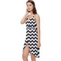 Black And White Chevron Wrap Frill Dress View2