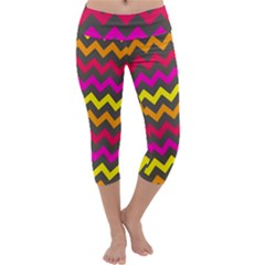 Chevron Pattern Gifts Capri Yoga Leggings by GardenOfOphir