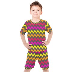 Chevron Pattern Gifts Kids  Tee And Shorts Set by GardenOfOphir