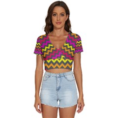 Chevron Pattern Gifts V-neck Crop Top by GardenOfOphir