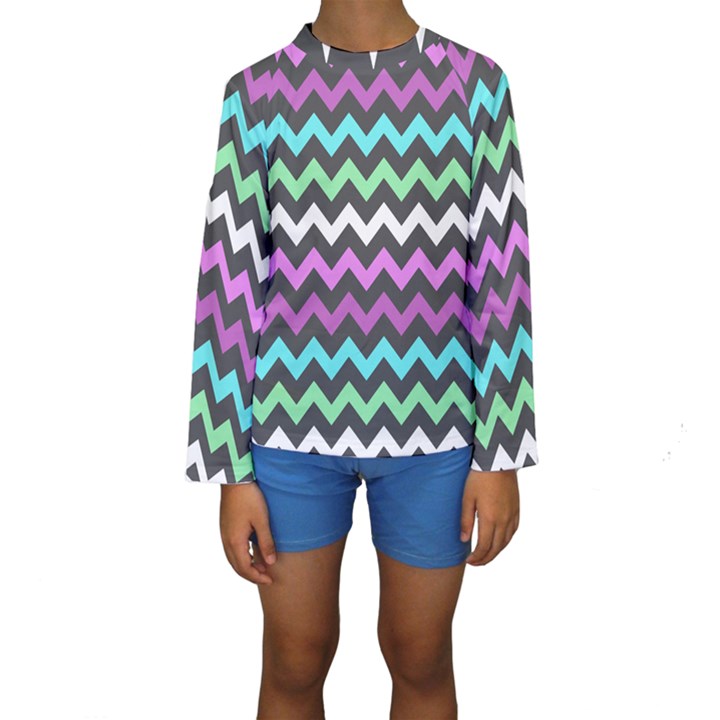 Chevron Pattern Gifts Kids  Long Sleeve Swimwear