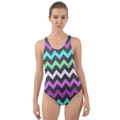 Chevron Pattern Gifts Cut-out Back One Piece Swimsuit by GardenOfOphir