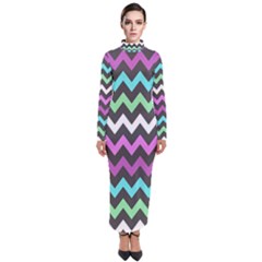 Chevron Pattern Gifts Turtleneck Maxi Dress by GardenOfOphir