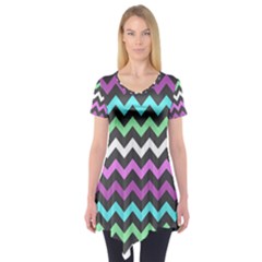 Chevron Pattern Gifts Short Sleeve Tunic  by GardenOfOphir