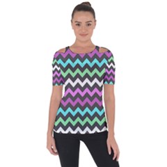 Chevron Pattern Gifts Shoulder Cut Out Short Sleeve Top by GardenOfOphir