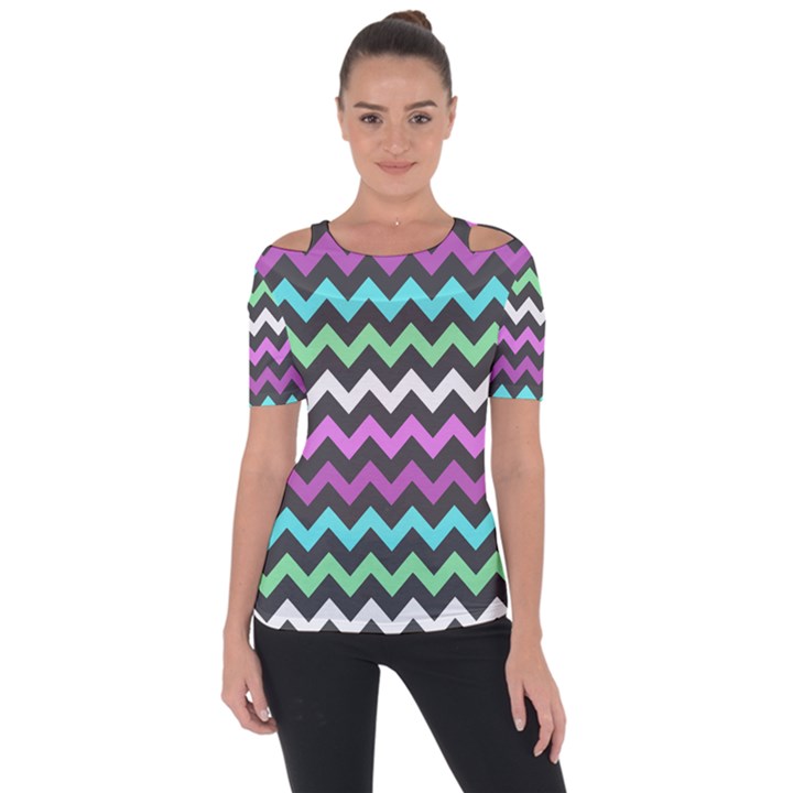 Chevron Pattern Gifts Shoulder Cut Out Short Sleeve Top