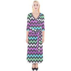 Chevron Pattern Gifts Quarter Sleeve Wrap Maxi Dress by GardenOfOphir