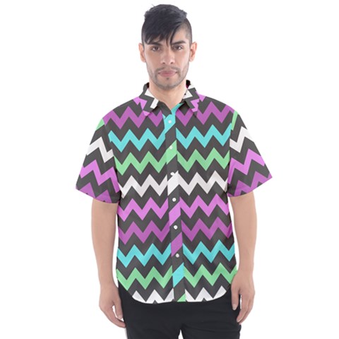 Chevron Pattern Gifts Men s Short Sleeve Shirt by GardenOfOphir