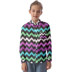 Chevron Pattern Gifts Kids  Long Sleeve Shirt by GardenOfOphir