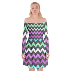 Chevron Pattern Gifts Off Shoulder Skater Dress by GardenOfOphir