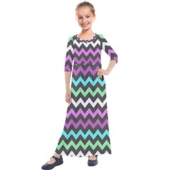 Chevron Pattern Gifts Kids  Quarter Sleeve Maxi Dress by GardenOfOphir