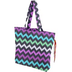 Chevron Pattern Gifts Drawstring Tote Bag by GardenOfOphir