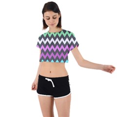 Chevron Pattern Gifts Tie Back Short Sleeve Crop Tee by GardenOfOphir