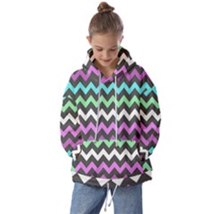 Chevron Pattern Gifts Kids  Oversized Hoodie by GardenOfOphir