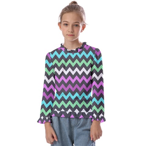 Chevron Pattern Gifts Kids  Frill Detail Tee by GardenOfOphir