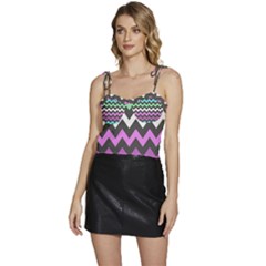 Chevron Pattern Gifts Flowy Camisole Tie Up Top by GardenOfOphir