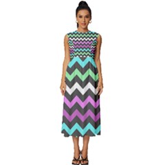 Chevron Pattern Gifts Sleeveless Round Neck Midi Dress by GardenOfOphir