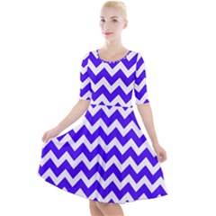 Chevron Pattern Gifts Quarter Sleeve A-line Dress by GardenOfOphir