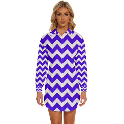 Chevron Pattern Gifts Womens Long Sleeve Shirt Dress by GardenOfOphir