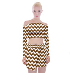 Chevron Pattern Gifts Off Shoulder Top With Mini Skirt Set