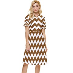 Chevron Pattern Gifts Button Top Knee Length Dress