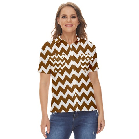 Chevron Pattern Gifts Women s Short Sleeve Double Pocket Shirt by GardenOfOphir