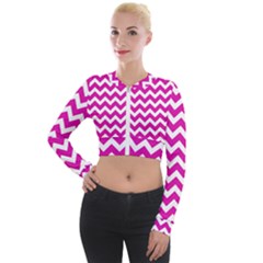 Chevron Pattern Gifts Long Sleeve Cropped Velvet Jacket by GardenOfOphir